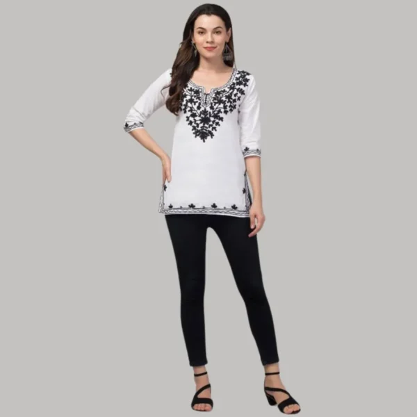 Embroidery kurta for women (White) - Image 3