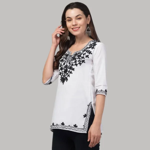 Embroidery kurta for women (White) - Image 4