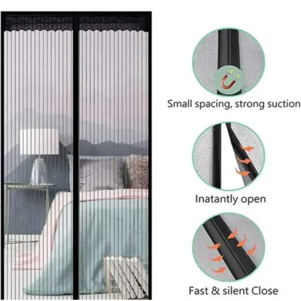 Magnetic Mosquito Net Door – Hands-Free Mesh Screen with Self-Closing Magnets | Keeps Bugs Out, Lets Fresh Air In | Easy Installation & Pet-Friendly - Image 3